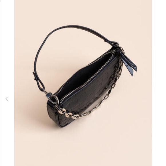 Marlowe Croc Embossed Chain Hobo Handbag - Picture 4 of 4